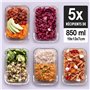 GOOD FOR YOU Boîtes-repas en verre [lot de 5] - récipients avec fermeture à clic - conteneurs de nourriture étanches - boîtes de