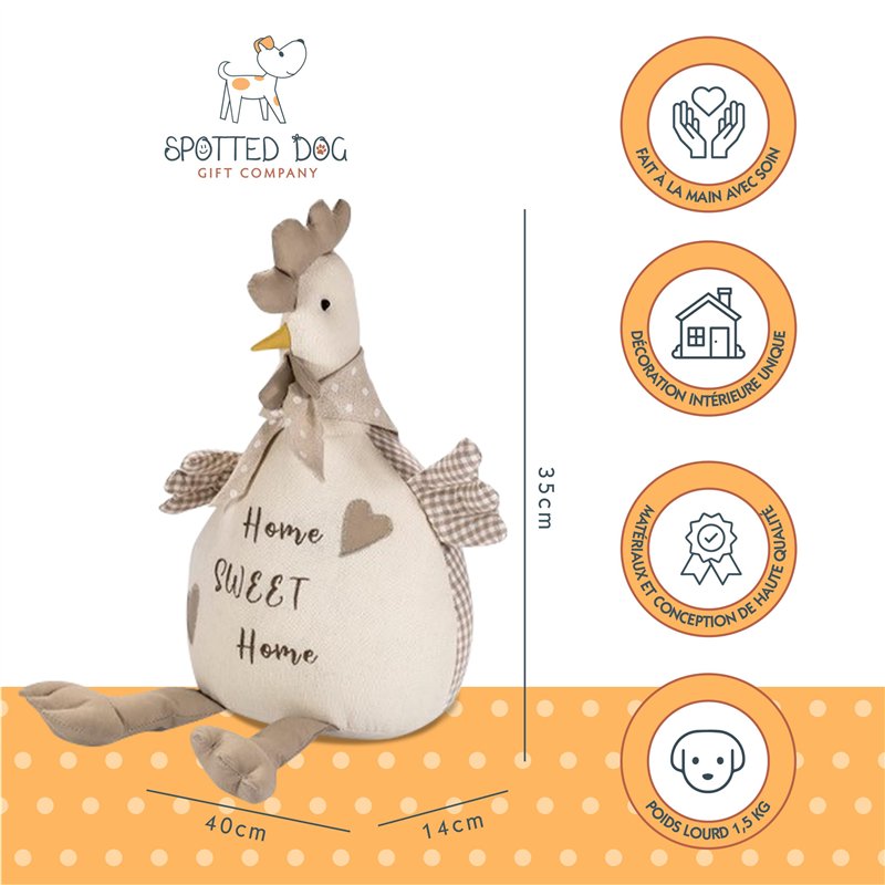 Image secondaire de SPOTTED DOG GIFT COMPANY Cale Porte Tissu, Butée de Porte Intérieur en Poule Forme pour Sol, Mignon Animaux Maison Chambre Deco,
