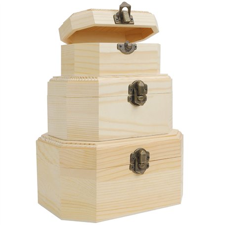 BELLE VOUS Boite Bois Brut (Lot de 3) - Coffret Bois Vide Petit