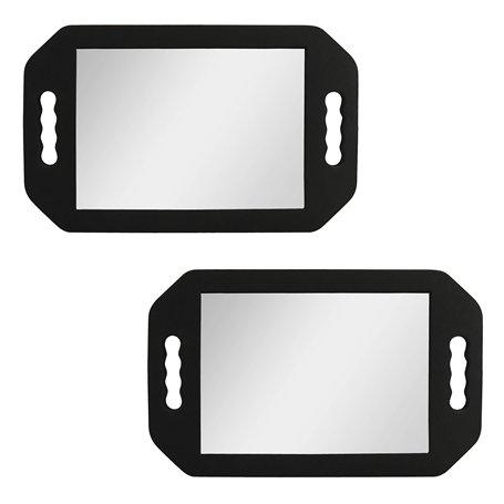 Kurtzy Miroir Coiffeur Portable Léger (Lot de 2) – Miroir Barbier en Mousse Noir - Ideal pour Salons et Esthéticiennes – Miroir