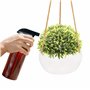 BELLE VOUS Jardiniere Suspendue en Céramique Blanche pour Intérieur/Extérieur - 69 cm - Pot Suspendu Plante Macrame - Corde avec