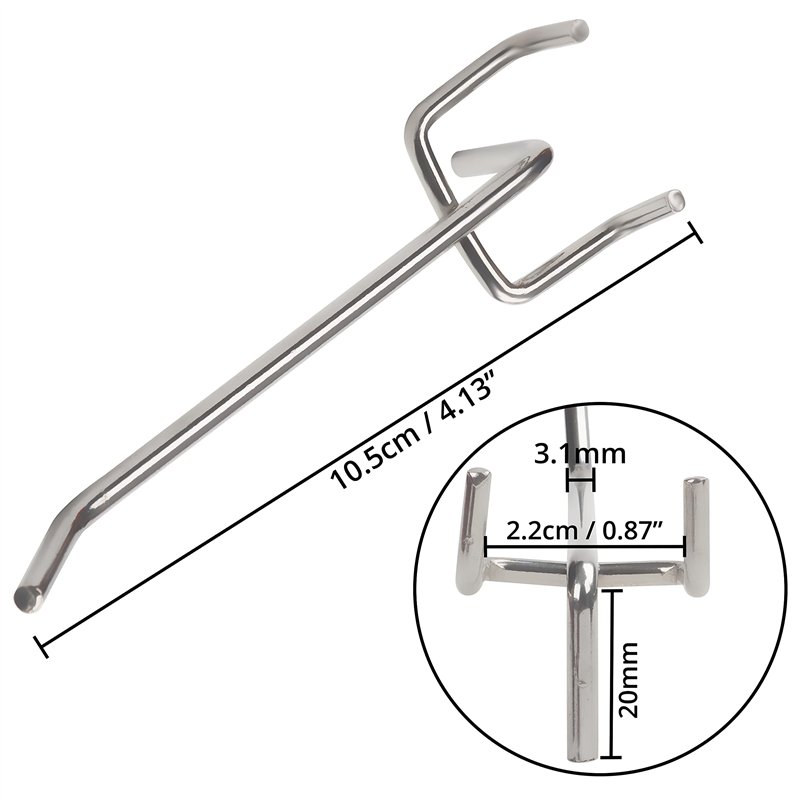 Image secondaire de BELLE VOUS 50 Pièces Crochets pour Panneaux Perforés en Acier - 10,5 cm - Crochet pour Panneau Perforé Bureau en Métal pour Orga