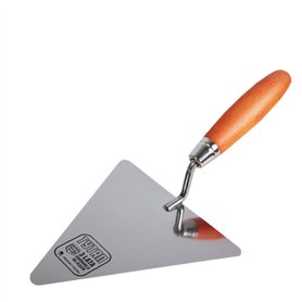 Toolty Truelle à briques triangulaire en acier inoxydable « Tytan » – 200 mm – Poignée en bois – pour briques