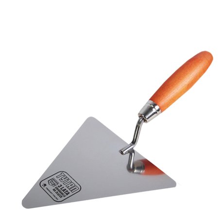 Toolty Truelle à briques triangulaire en acier inoxydable « Tytan » – 200 mm – Poignée en bois – pour briques