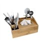 Boîte à mouchoirs multifonction en bambou naturel - 4 compartiments - Distributeur de mouchoirs - Organiseur de bureau - Distrib