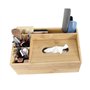 Boîte à mouchoirs multifonction en bambou naturel - 4 compartiments - Distributeur de mouchoirs - Organiseur de bureau - Distrib