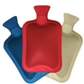 Lot de 3 mini bouillotte en caoutchouc naturel de 500 ml - Rouge crème et bleu - Pour soulager la douleur - Sécurisée et étanche
