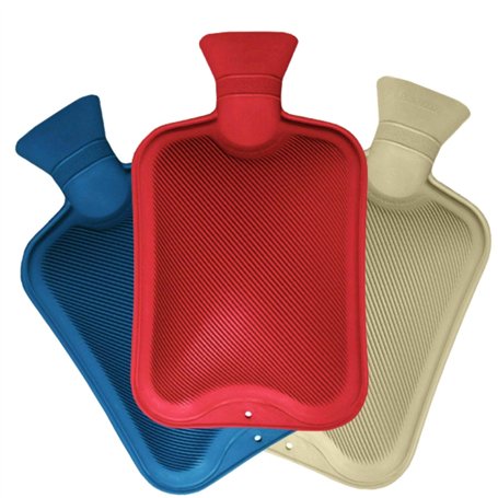 Lot de 3 mini bouillotte en caoutchouc naturel de 500 ml - Rouge crème et bleu - Pour soulager la douleur - Sécurisée et étanche