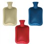 Lot de 3 mini bouillotte en caoutchouc naturel de 500 ml - Rouge crème et bleu - Pour soulager la douleur - Sécurisée et étanche