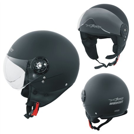 Scooter Casque Moto Ville Jet Demi Anti Scratch Avio Visiere Noir Mat S