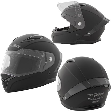 A-pro Casque Homologué Integral Moto Scooter intégré Touring Mat Noir L