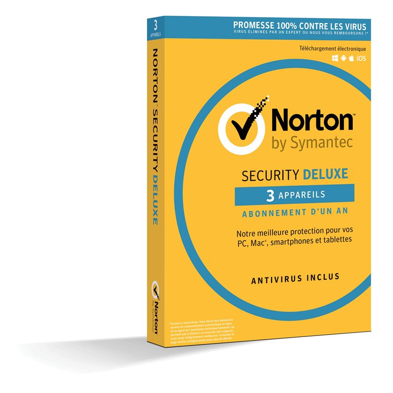 NortonLifeLock Security Deluxe 2019 | 3 Appareils | 1 an | PC/Mac/iOS/Android | Téléchargement