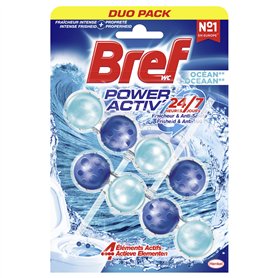 Bref WC Power Activ' Océan – Produit Nettoyant WC – Anti calcaire - Mousse Nettoyante - Fraîcheur intense - Anti-saleté - 4 Elem
