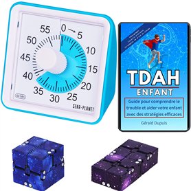 Seka-Planet minuteur visuel Enfant et 2 Cubes Anti-Stress