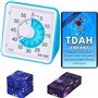Seka-Planet minuteur visuel Enfant et 2 Cubes Anti-Stress