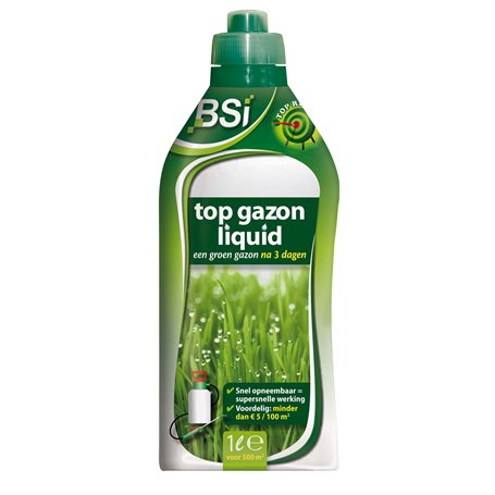 BSI - Top Gazon Engrais Liquide - Un Gazon Vert en 3 Jours - pour 500 m² - 1L