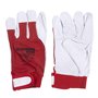 DONAU SAFETY Gants de travail en cuir avec fermeture Velcro - Taille 11/XXL - 1 paire - Blanc et rouge - Gants de montage - Gant