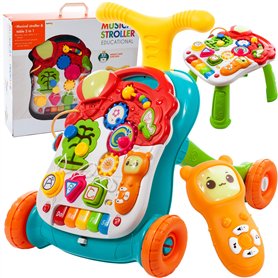 MalPlay Chariot de course 5 en 1 avec table de jeu et piano pour bébé | Poussette de jeu et de marche libre | Aide à la marche m