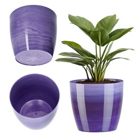 KADAX Pot de Fleurs en Plastique avec Finition Brillante et Motifs Marbrés