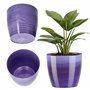 KADAX Pot de Fleurs en Plastique avec Finition Brillante et Motifs Marbrés