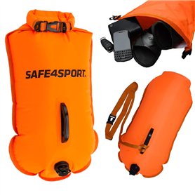 SAFE4SPORT MasterSwimmer - Bouée de Natation Gonflable XL - Grande bouée de Natation avec Une Poche pour Les Choses 28L