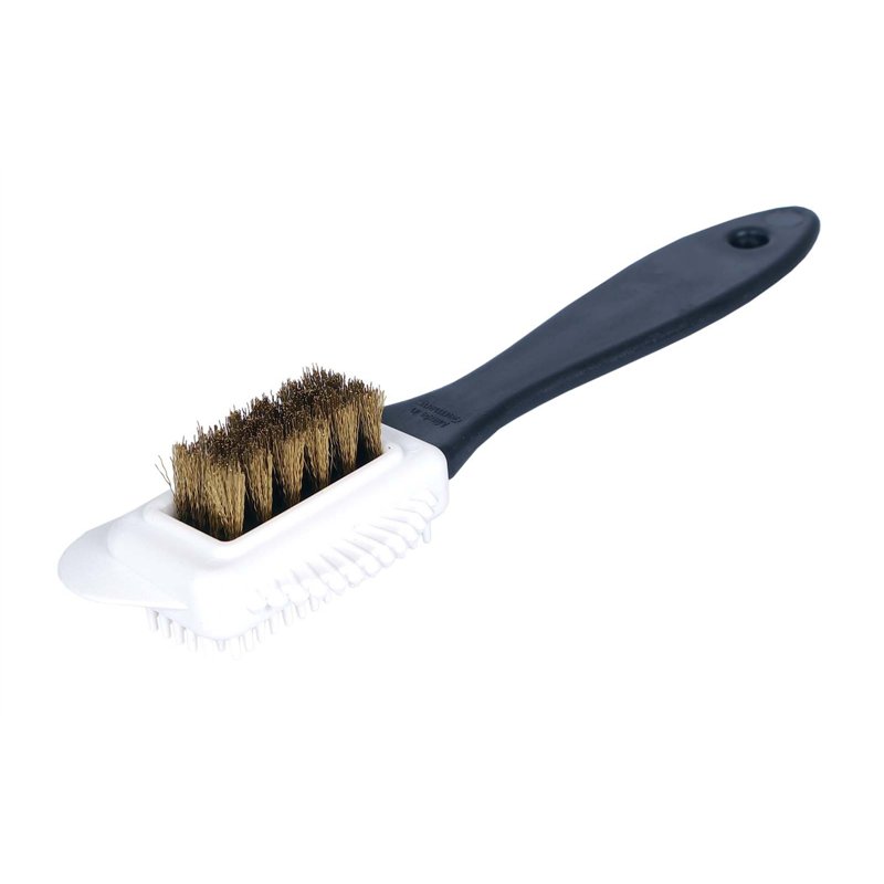 Kaps Brosse de Qualité pour Nettoyer Les Chaussures, Brosse Multifonction à 4 Côtés pour Le Nubuck et Le Daim, Poils en Laiton