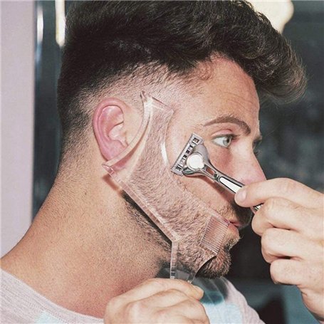 Outil de façonnage de barbe pour homme avec peigne intégré Transparent Modèles de peigne de coiffage pour bouc moustache pattes