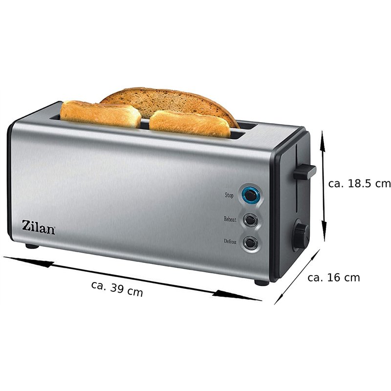 Image secondaire de Zilan, Grille-pain à fente longue, 4 tranches de Toastautomatique, XXL, 5 niveaux de rôtissage, accessoire de pain, fonction déc