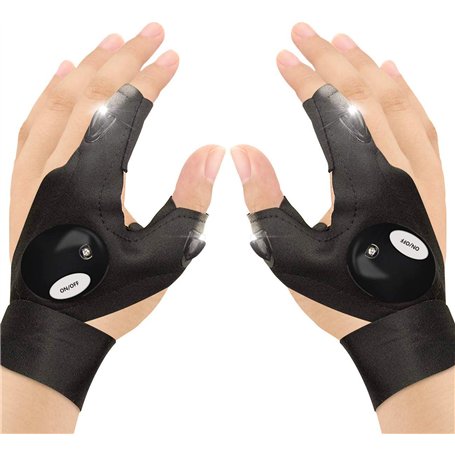 Number-one Gants de pêche d'extérieur 2 gants LED lampe torche sans doigts éclairage nocturne gants magiques avec bande pouce in