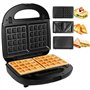 Gotoll Appareil à Croques Monsieur Gaufrier 3 en 1 Machine à Sandwich Maker Gauffre Presse Toaster Pain Plaques Remplaçables 750