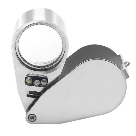 Powcan 40X Loupe Bijoutier Loupe de Poche Pliable Loupe Éclairante avec Lumière LED et UV Lampe