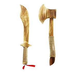 Zhou-long Hache en bois pour enfants - Jouet fait à la main - Jeu d'extérieur en corde de chanvre - Avec tradition chinoise