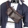 Sac Banane en Cuir pour Hommes Ceinture Ceinture Taille Sac à Main Voyage randonnée Marche Pochette de téléphone Portable Fronde