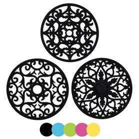 IPHOX 3 Set Silicone Tapis à Dessous de Tapis Intressement Sculpté Multi-Usage - sous-Verres Durables Non Slip Isolés (Black-TY)