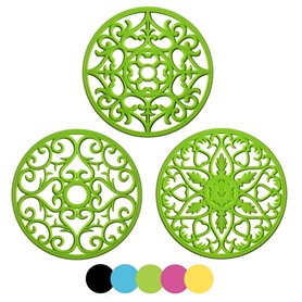 EANE IPHOX 3 Set Silicone Tapis à Dessous de Tapis Intressement Sculpté Multi-Usage - sous-Verres Durables Non Slip Isolés (Gree