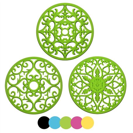 EANE IPHOX 3 Set Silicone Tapis à Dessous de Tapis Intressement Sculpté Multi-Usage - sous-Verres Durables Non Slip Isolés (Gree