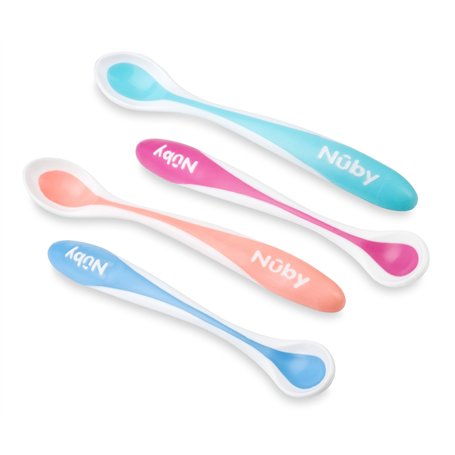 Nuby - Hot Safe Cuillère à Capteur de Chaleur pour Bébé - Couleur non sélectionnable - Pack de 4 - 3+ mois