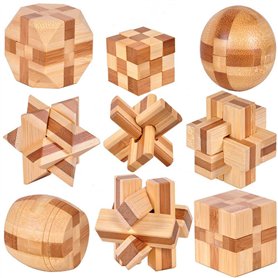 Chonor 9 Pièces 3D Puzzle Casse Tete en Bois - Classique Brain Teaser IQ Puzzle Éducatif Jouet Jeu Jigsaw pour Enfants et Adulte