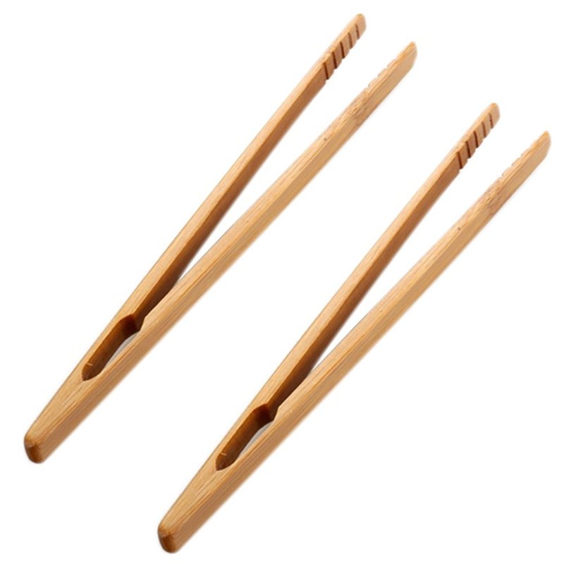 PULABO Lot de 2 pinces à grille-pain en bambou naturel - Pinces à pain - 18 cm - Excellente qualité et pratique