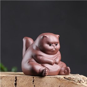 LUYIYI Figurines d'animaux en céramique créatif Violet Argile Tea Pet Jolie Kung Fu Petite Angry Cat Artisanat Accueil Décoratio