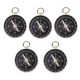 JZK 5 PCS 44mm Boussole de Poche en Métal avec Boucle sur Dessus pour Porte-clés Pandant