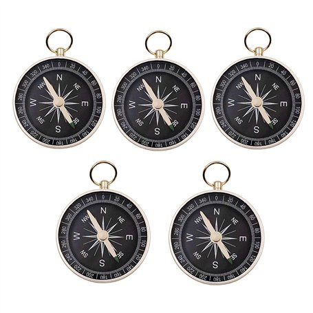 JZK 5 PCS 44mm Boussole de Poche en Métal avec Boucle sur Dessus pour Porte-clés Pandant