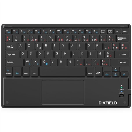 1 by One DIAFIELD Clavier Bluetooth AZERTY avec Un Ecran Tactile Ultra Mince et Tactile