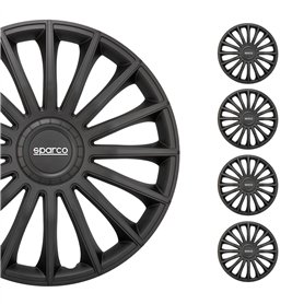 Sparco Enjoliveurs Treviso - 16-pouces - Noir - Set de 4 pièces
