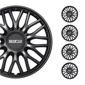 Sparco Enjoliveurs Roma - 15-Pouces - Gris/Noir - Set de 4 pièces