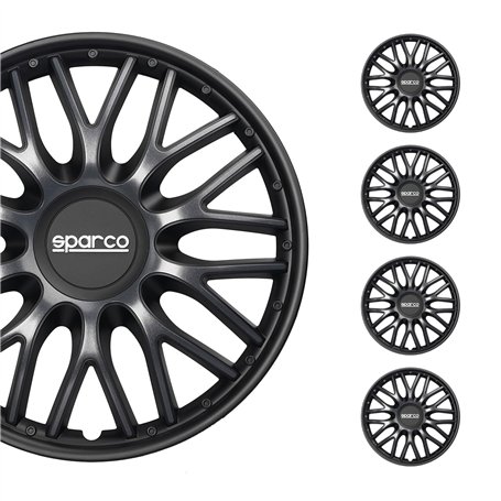 Sparco Enjoliveurs Roma - 15-Pouces - Gris/Noir - Set de 4 pièces