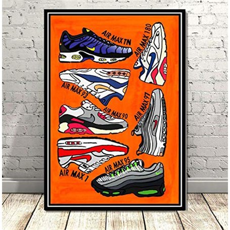 Aymsm Mur Art Basketball Chaussures Sneakers Chaussures Affiche Image Affiche et Impression Toile Peinture Chambre Décoration de