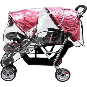 Habillage de Pluie pour Poussette Double Universelle Housse de Pluie Transparent Couverture Anti-Pluie/Protection Pluie et Vent