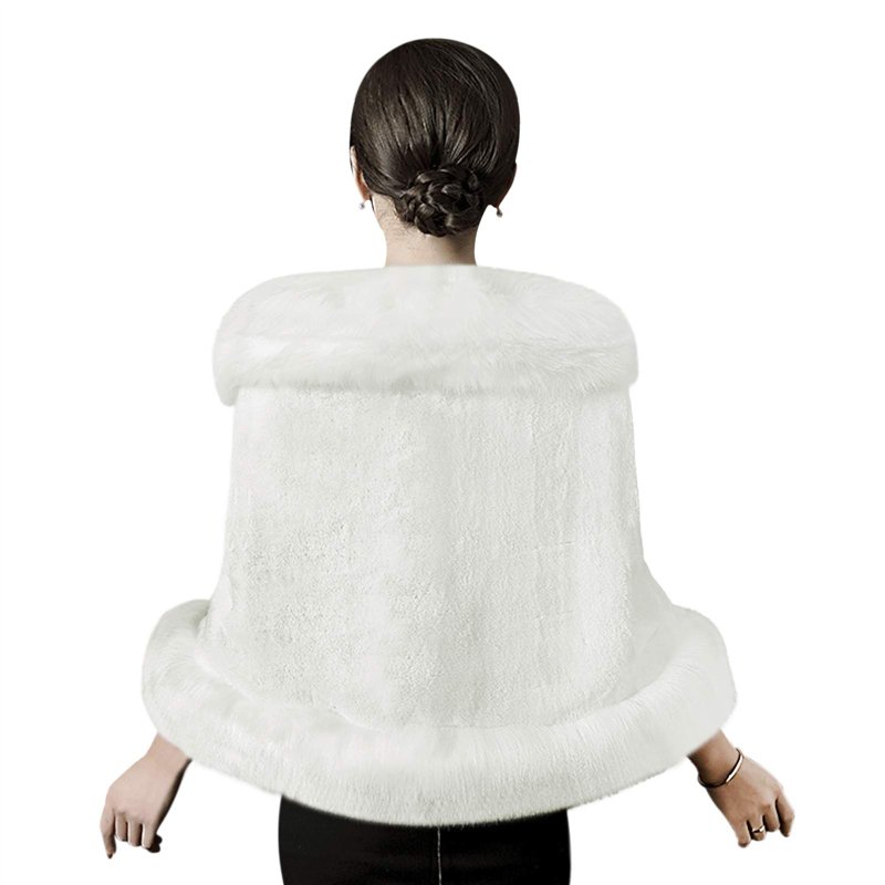 Image secondaire de Femme Châle de Mariée en Faux Fourrure Mariage Epaulière Echarpe Dame épaulette Veste Manteau de Fourrure Boléro Cape Wraps Pèle