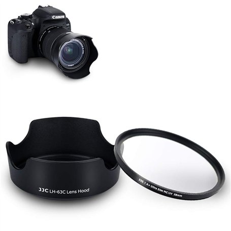 EW63C Pare-Soleil Baïonnette avec Filtre UV pour Canon RF-S 14-30mm F4-6.3 sur Caméra EOS R50 V